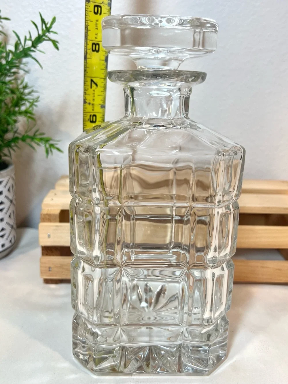 💥3/$50 Godinger “Aberdeen” 20 oz. Faceted Crystal Decanter w Matching Stopper
